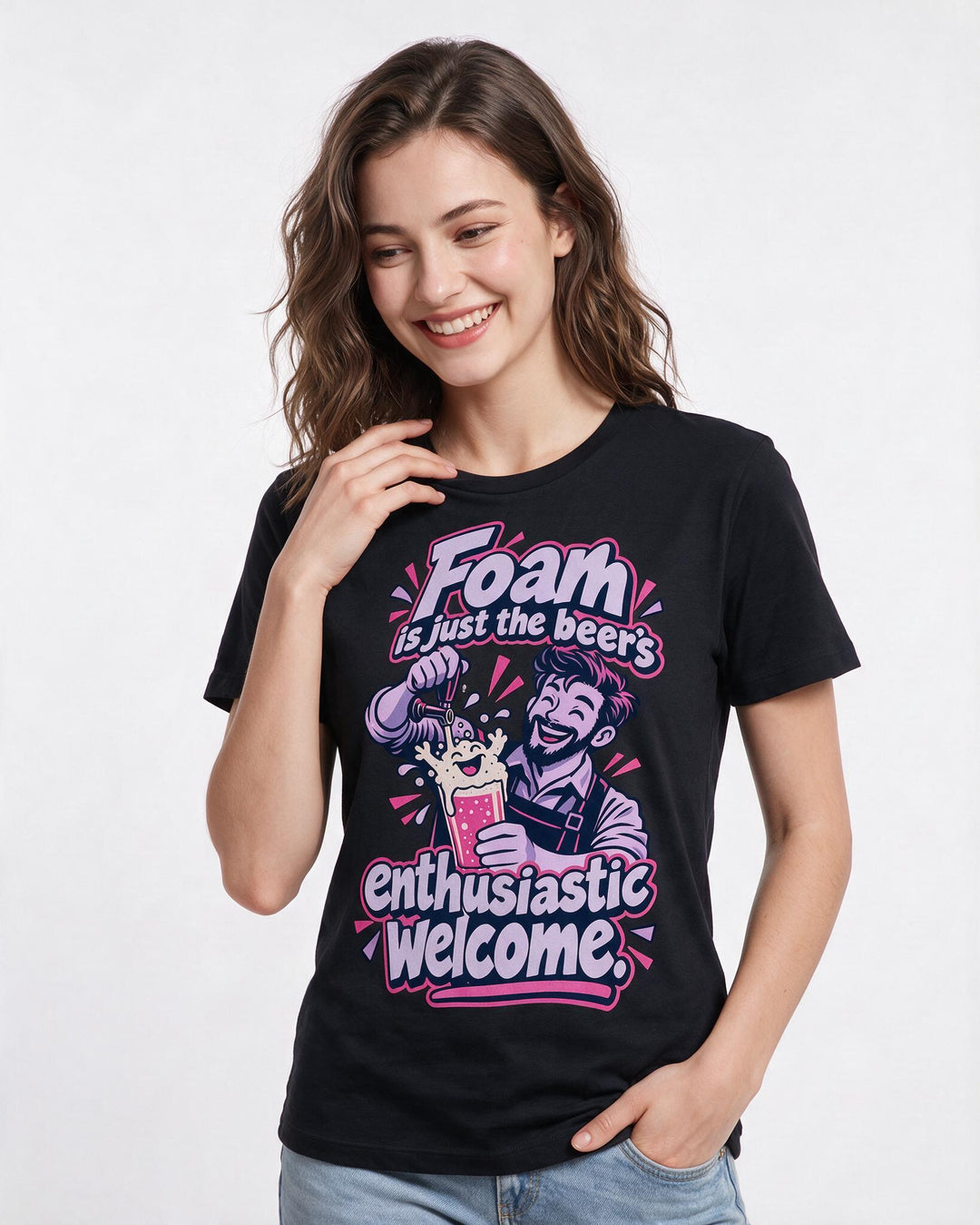 Beer Black T-Shirt for Women – Everyday Expression Graphic Tee product image 1