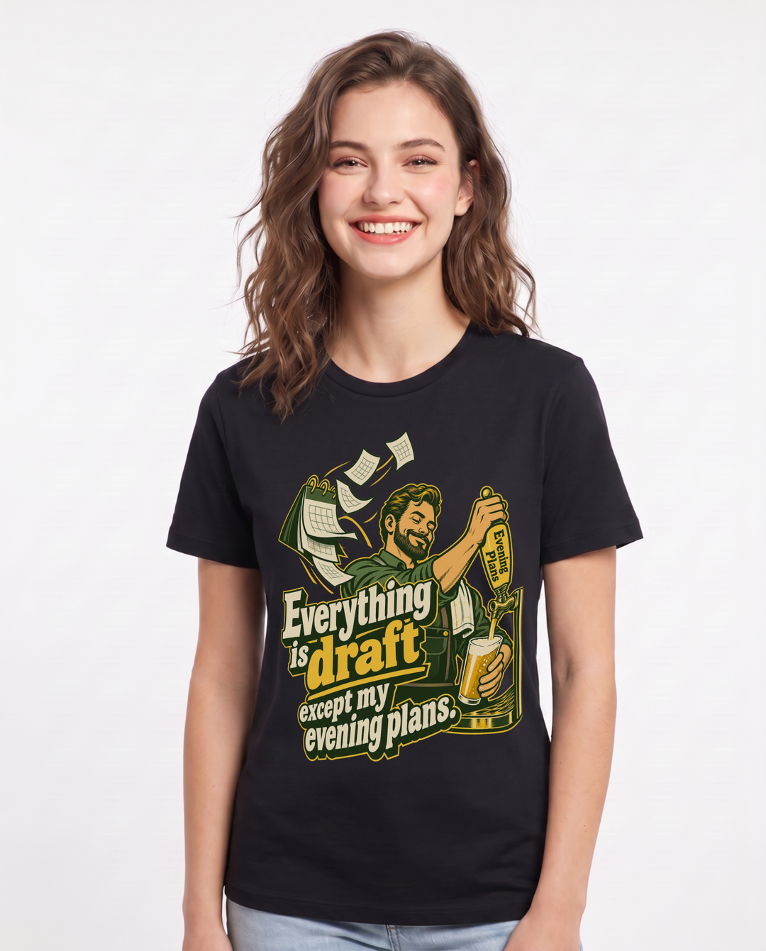 Beer Black T-Shirt for Women – Everyday Expression Graphic Tee product image 3