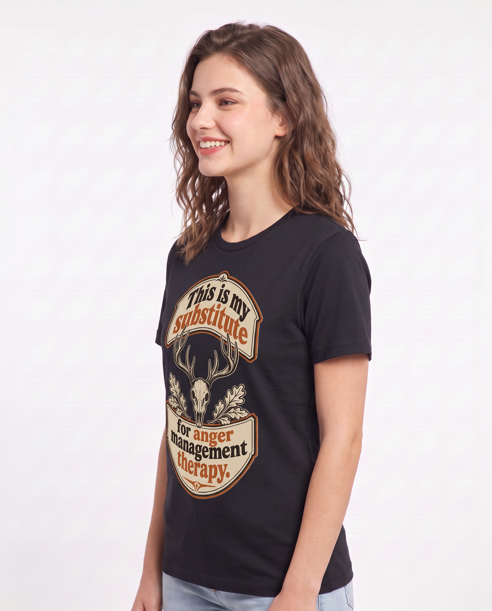 Hunting Women's Black T-Shirt - This is my substitute for anger product image 2
