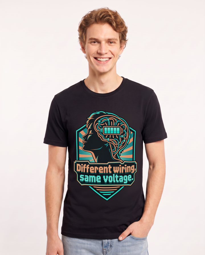 Neurodiversity Black T-Shirt for Men – Everyday Expression Graphic Tee product image 3