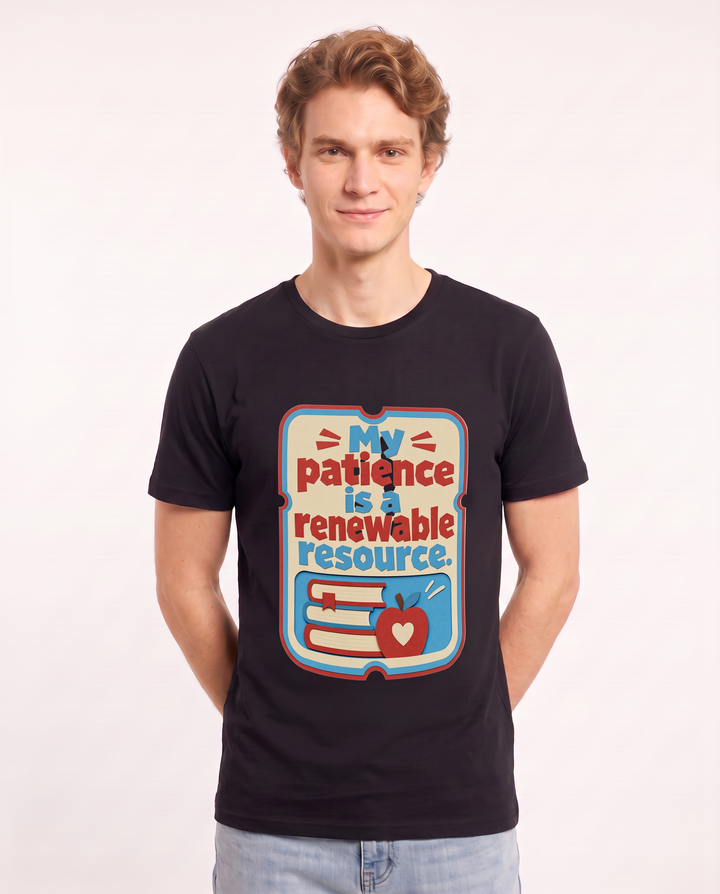 Teacher Gift Men's Black T-Shirt - My patience is a renewable product image 3