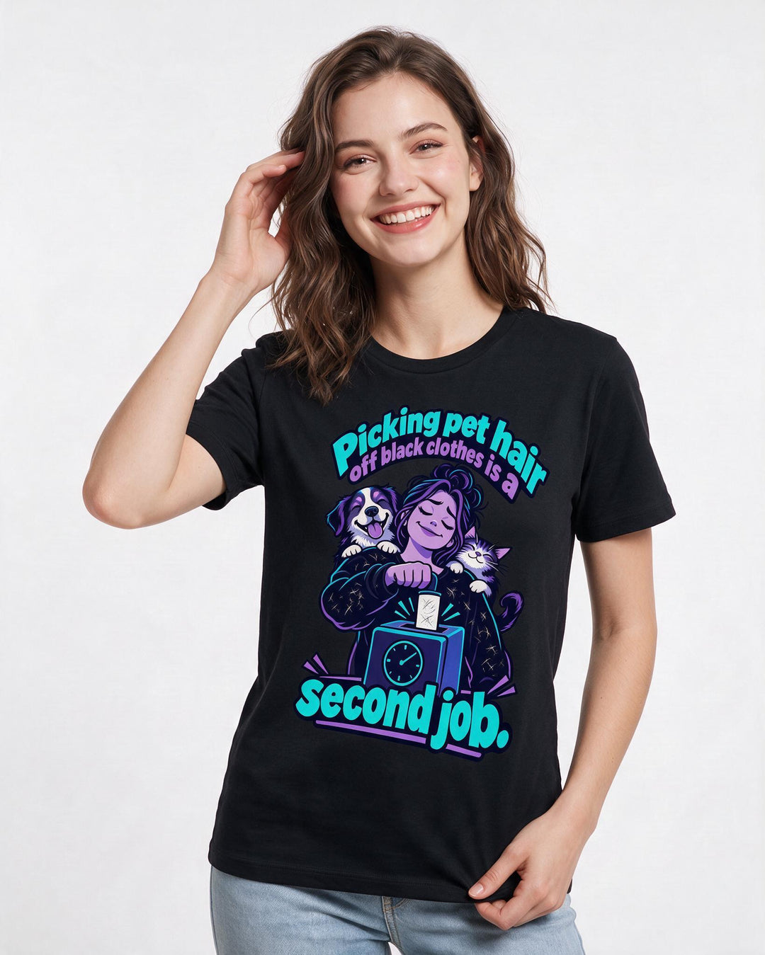 Cat Lover Black T-Shirt for Women – Everyday Expression Graphic Tee product image 1