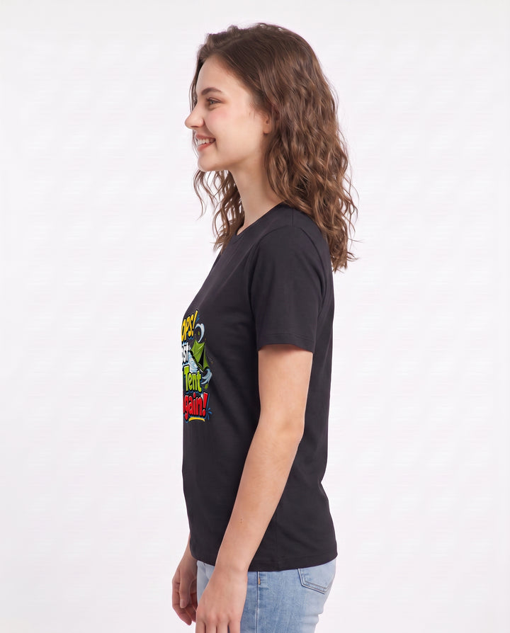 Oops! I Lost My Tent Again! Women's Black T-Shirt product image 3
