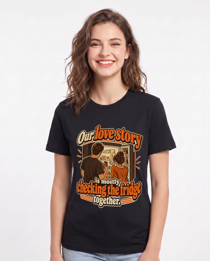 Couples Black T-Shirt for Women – Everyday Expression Graphic Tee product image 3