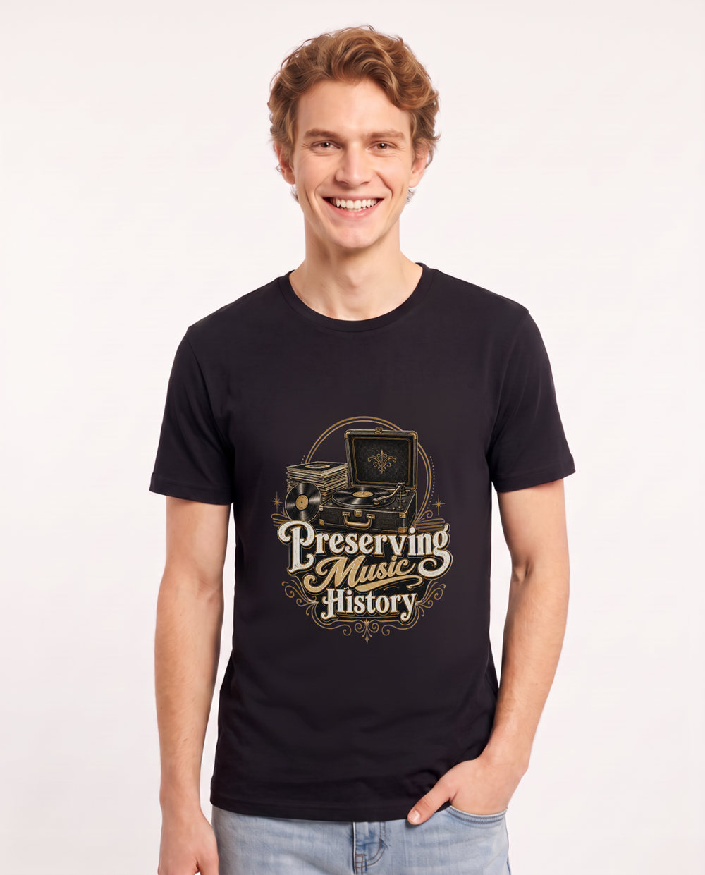 Preserving Music History Men's Black T-Shirt product image 2