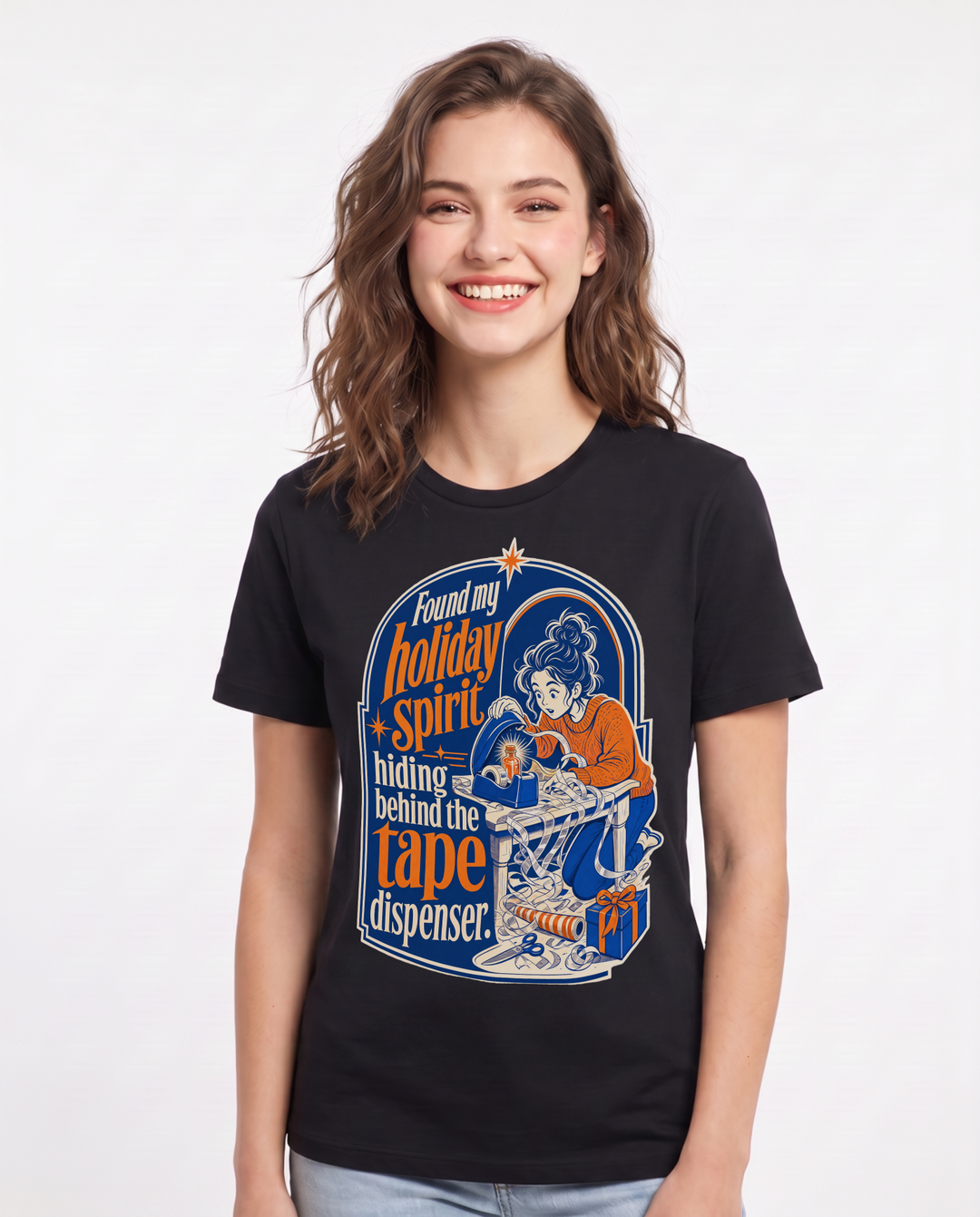 Christmas Black T-Shirt for Women – Holiday Theme Graphic Tee product image 1