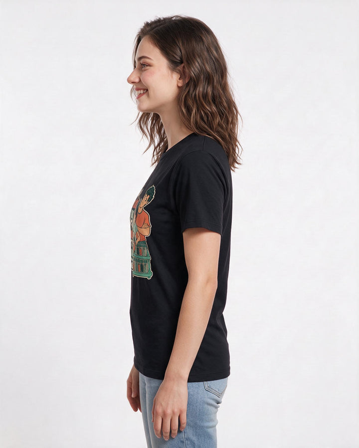 Couples Black T-Shirt for Women – Everyday Expression Graphic Tee product image 2