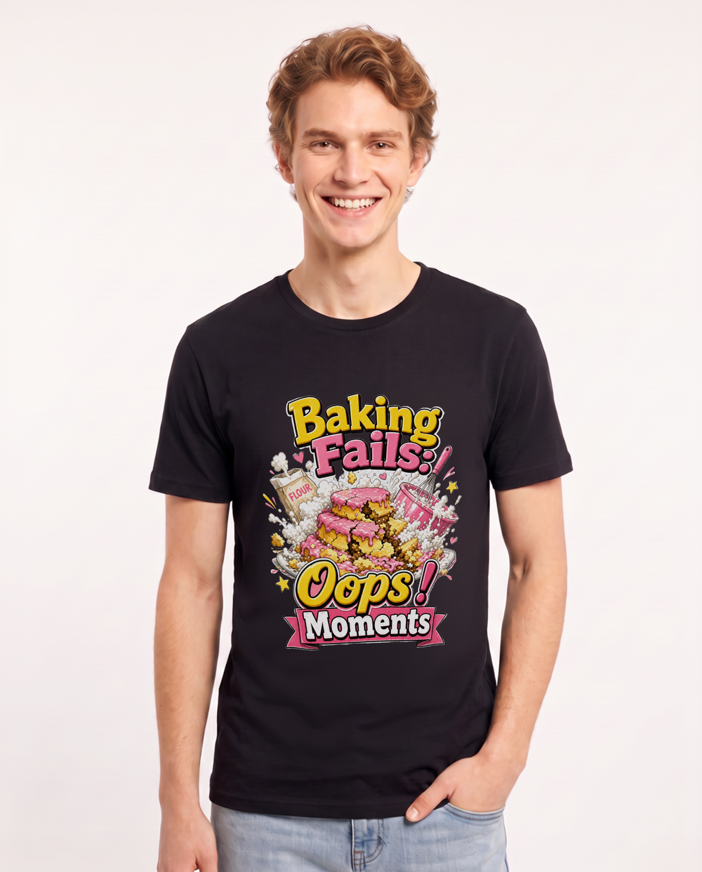 Baking Fails: Oops! Moments Men's Black T-Shirt product image 2