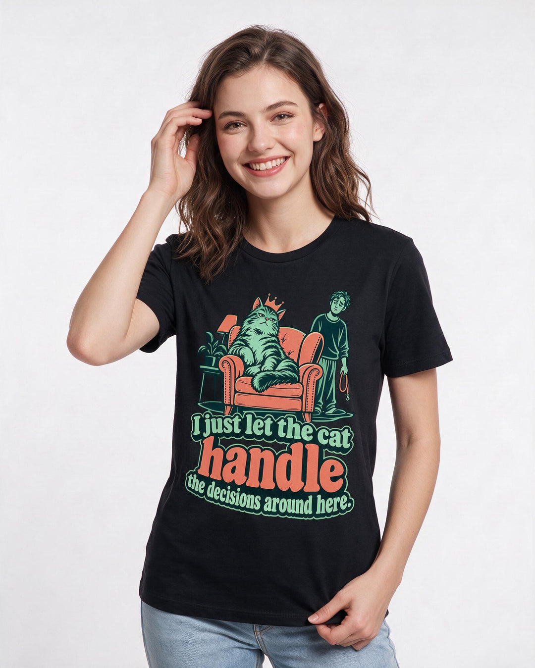 Cat Lover Black T-Shirt for Women – Everyday Expression Graphic Tee product image 1