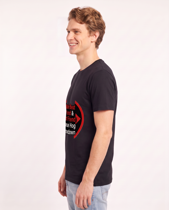 Male Best Friend & Best Friend: Queue Hog Showdown Men's Black T-Shirt product image 3