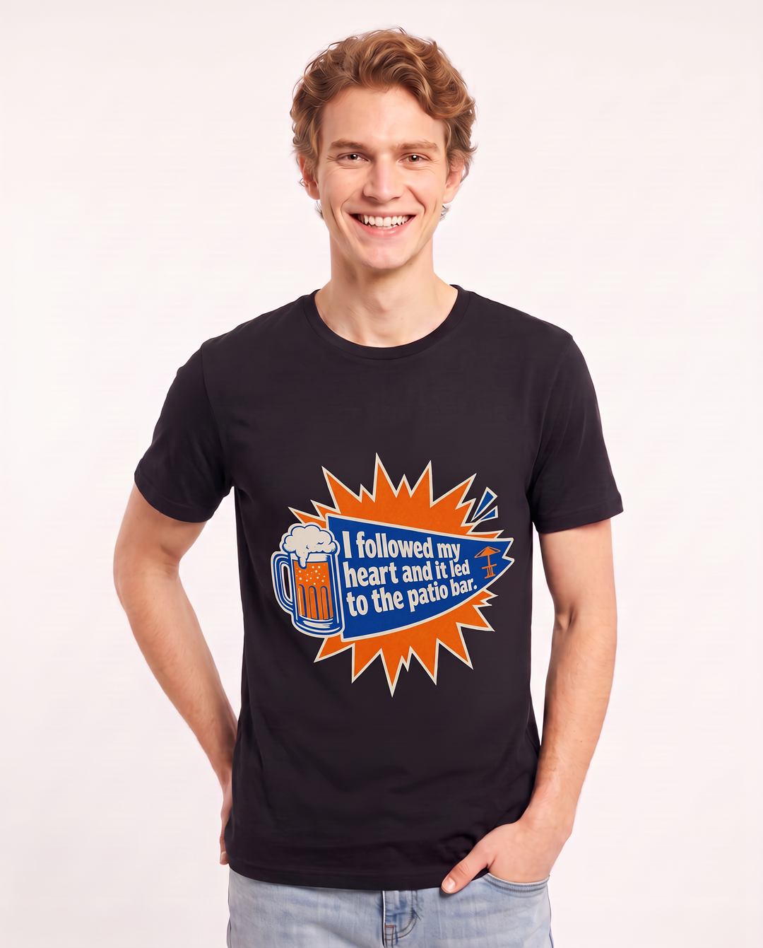 Funny Beer Men's Black T-Shirt - I followed my heart and it led to the product image 3