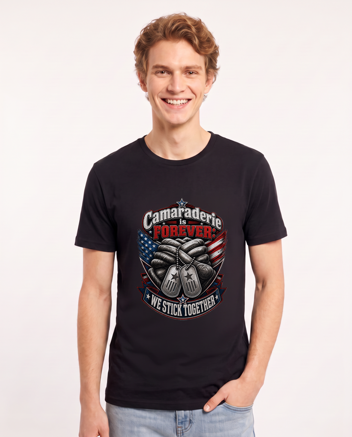 Camaraderie is Forever: We Stick Together Men's Black T-Shirt product image 2