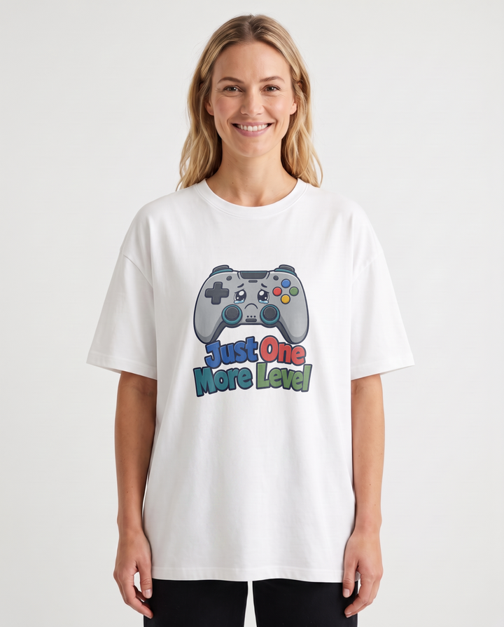 Just One More Level White T-Shirt mockup 1