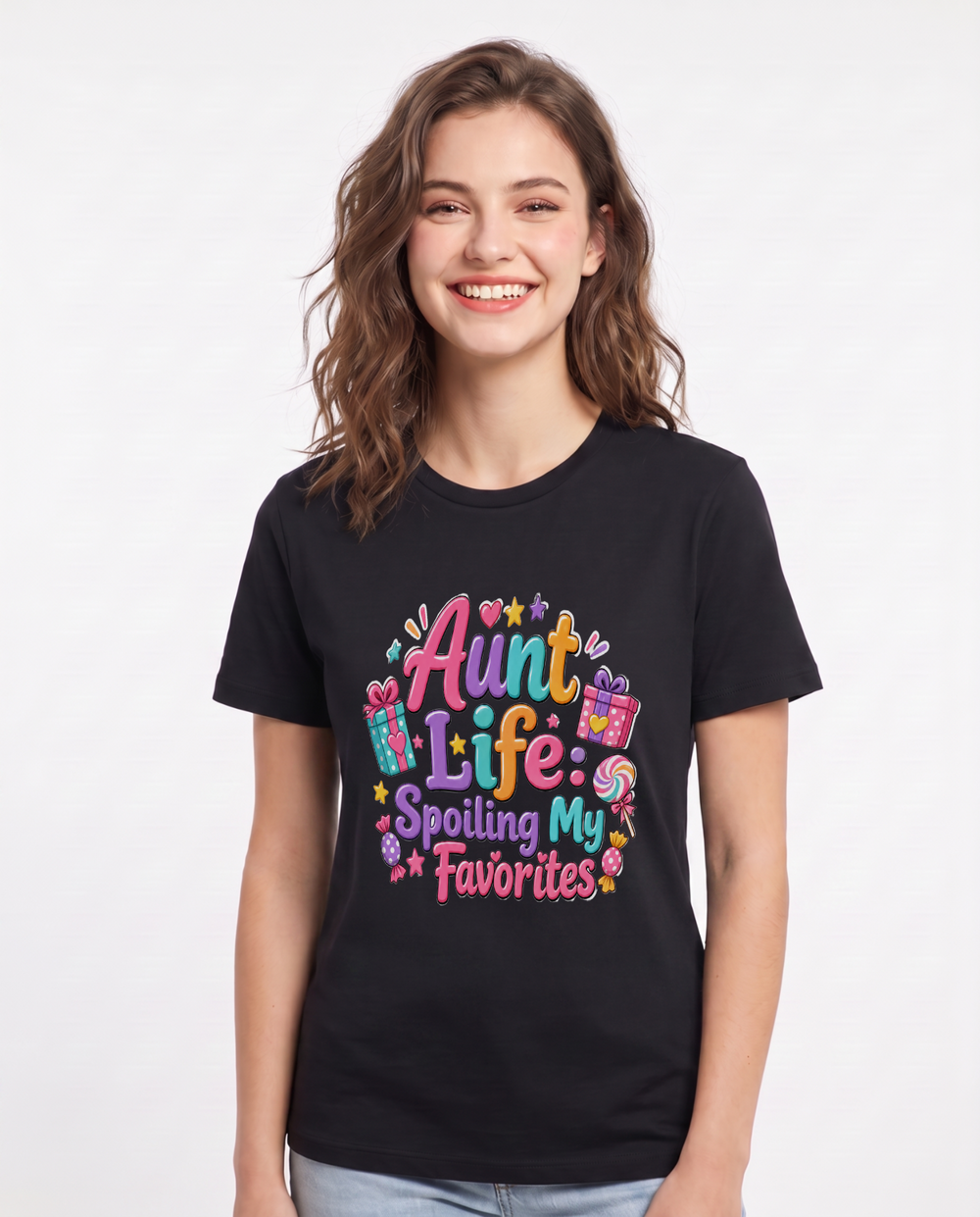 Aunt Life: Spoiling My Favorites Women's Black T-Shirt product image 2