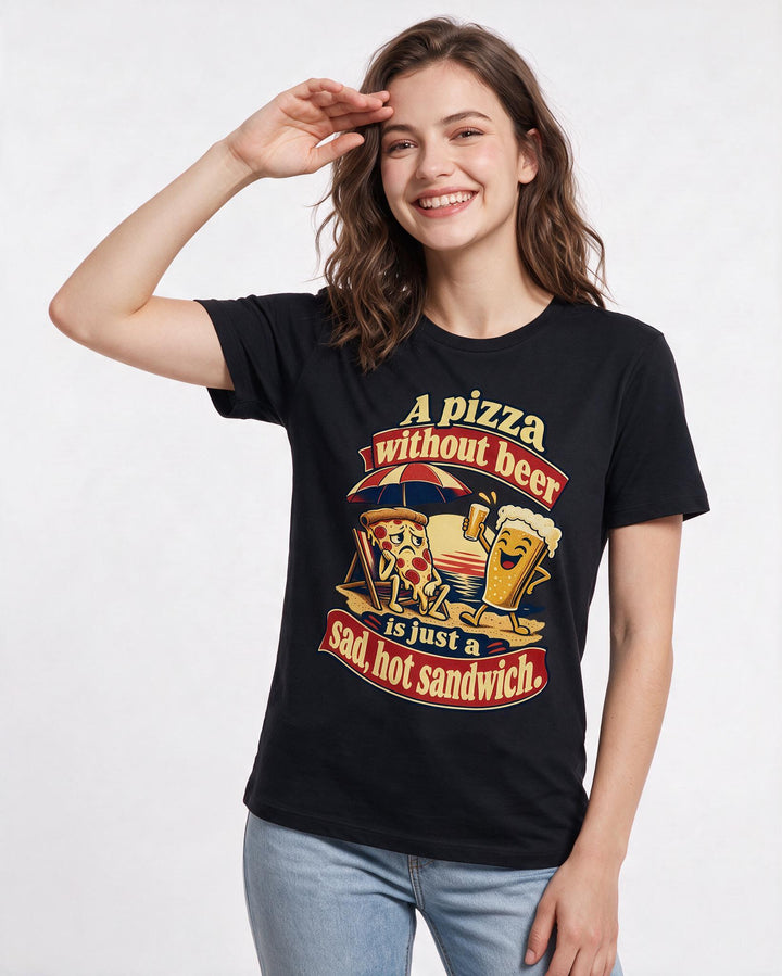 Beer Black T-Shirt for Women – Everyday Expression Graphic Tee product image 1