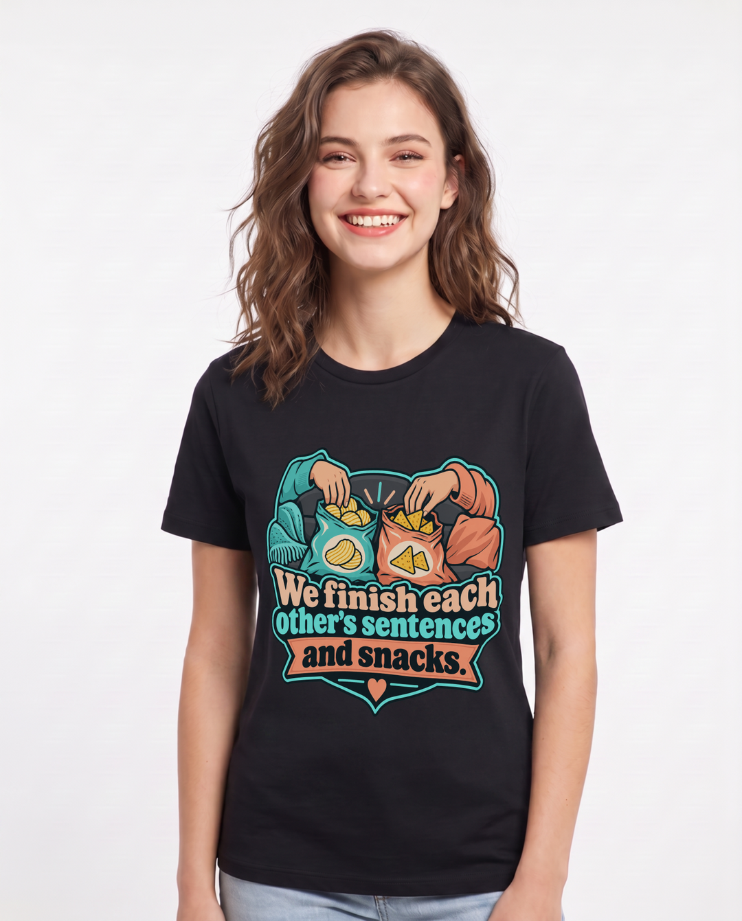 Couples Black T-Shirt for Women – Everyday Expression Graphic Tee product image 3
