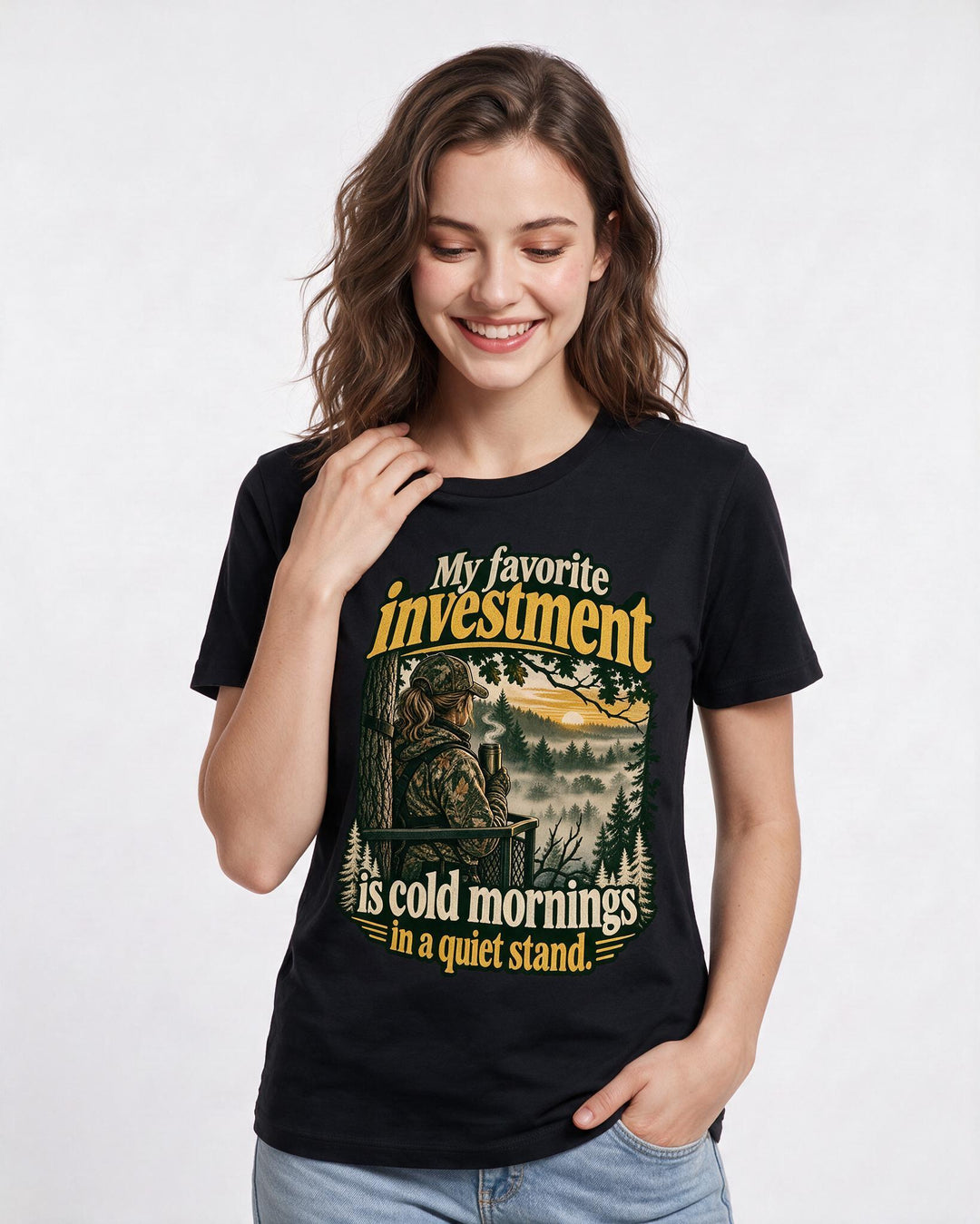 Hunting Black T-Shirt for Women – Everyday Expression Graphic Tee product image 1