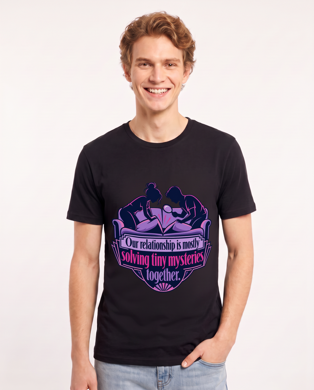 Couples Black T-Shirt for Men – Everyday Expression Graphic Tee product image 3