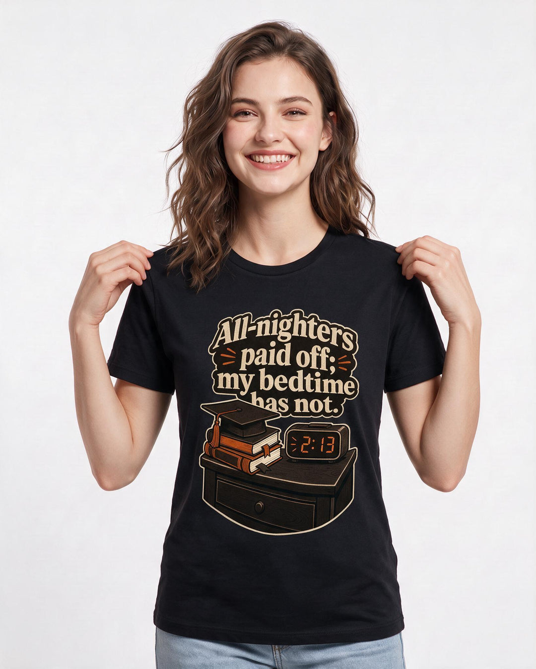 Graduation Black T-Shirt for Women – Everyday Expression Graphic Tee product image 3
