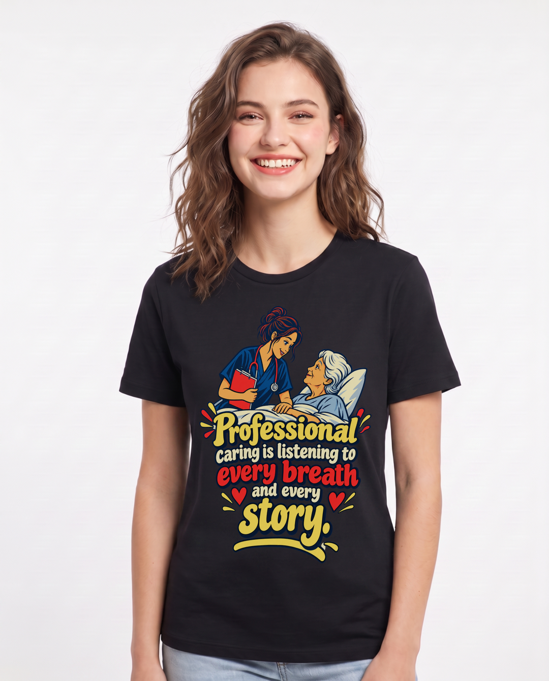 Nurse Black T-Shirt for Women – Nursing Life Graphic Tee product image 3
