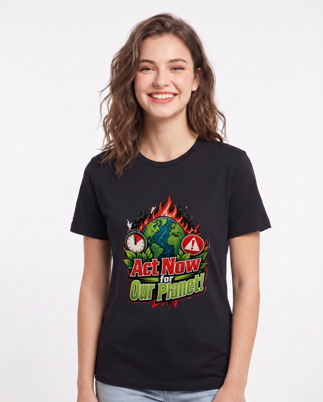 Act Now for Our Planet! Women's Black T-Shirt product image 2