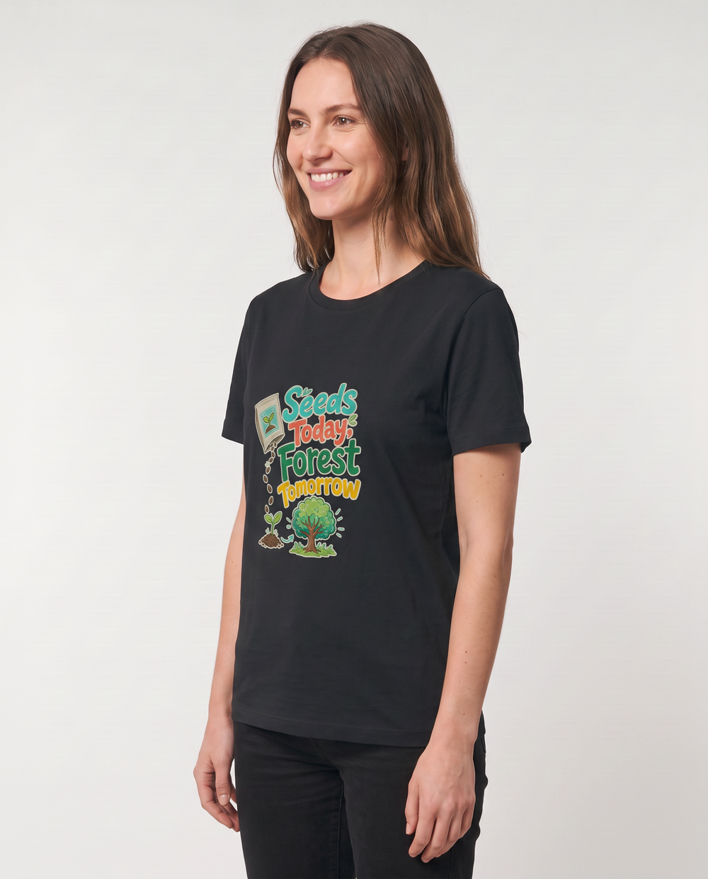 Seeds Today, Forest Tomorrow Black T-Shirt mockup 2