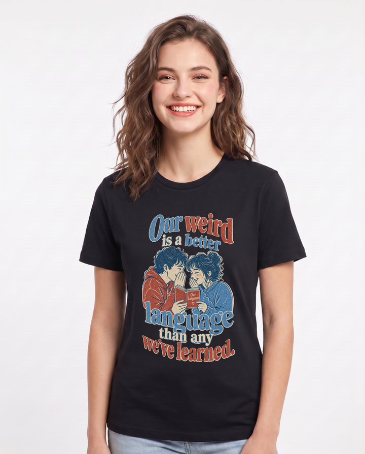Couples Black T-Shirt for Women – Everyday Expression Graphic Tee product image 3