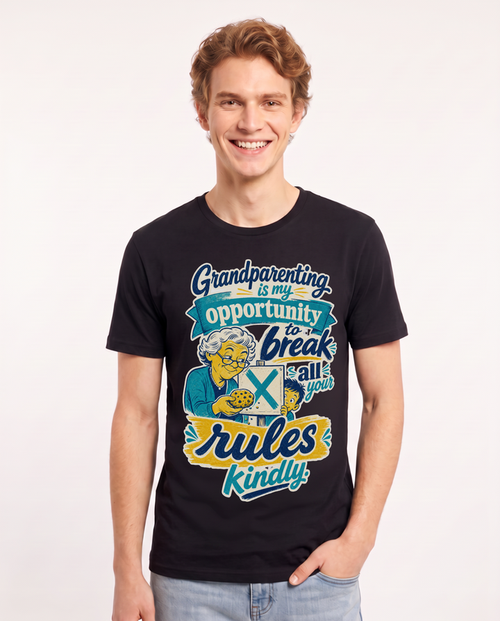 Funny Grandparent Men's Black T-Shirt – Grandparenting is my opportunity to break all your rules kindly product image 1