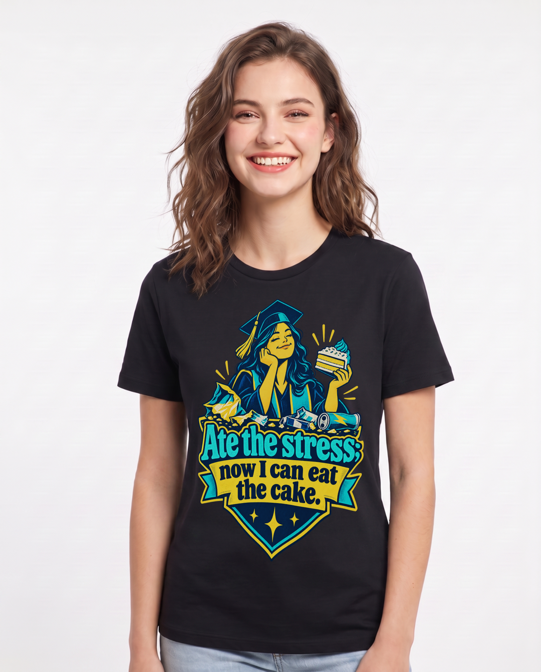 Graduation Black T-Shirt for Women – Everyday Expression Graphic Tee product image 3
