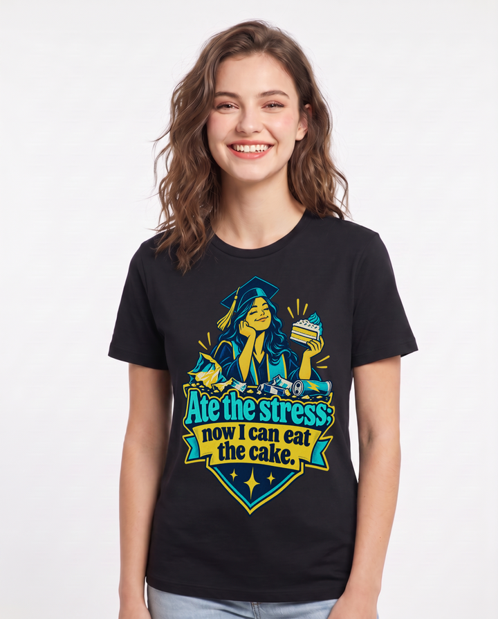 Graduation Black T-Shirt for Women – Everyday Expression Graphic Tee product image 3
