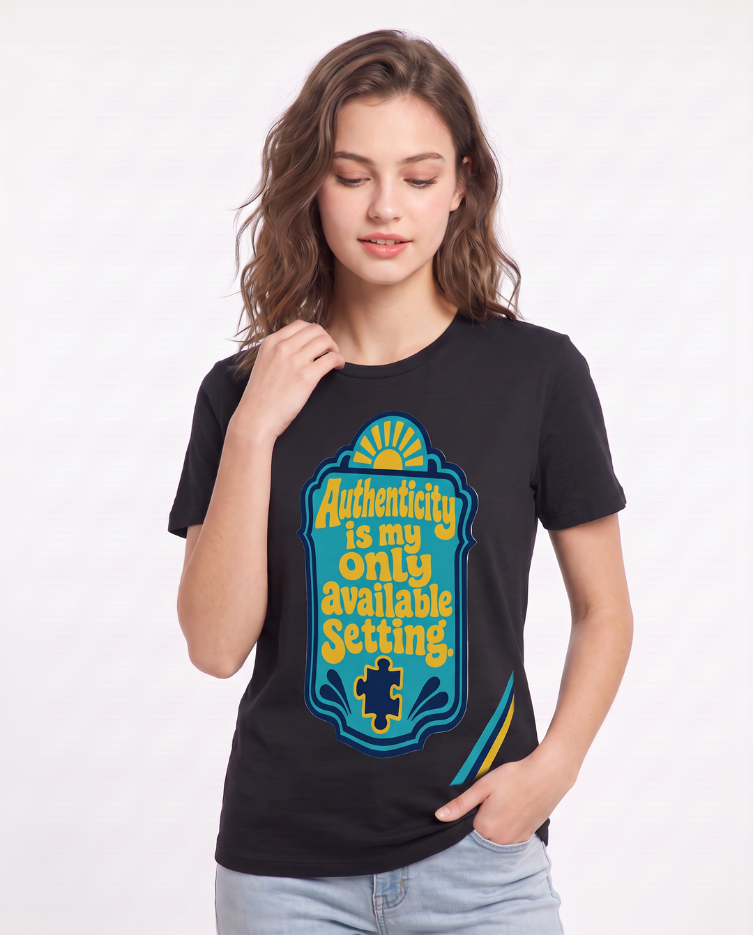 Graphic Women's Black T-Shirt - Authenticity is my only available product image 3