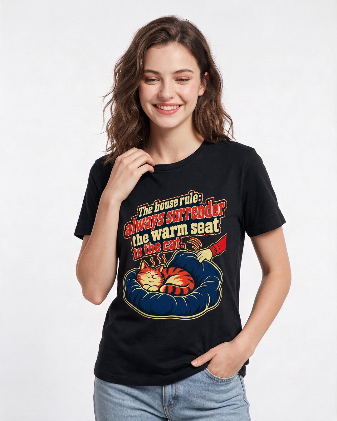 Cat Lover Black T-Shirt for Women – Everyday Expression Graphic Tee product image 1