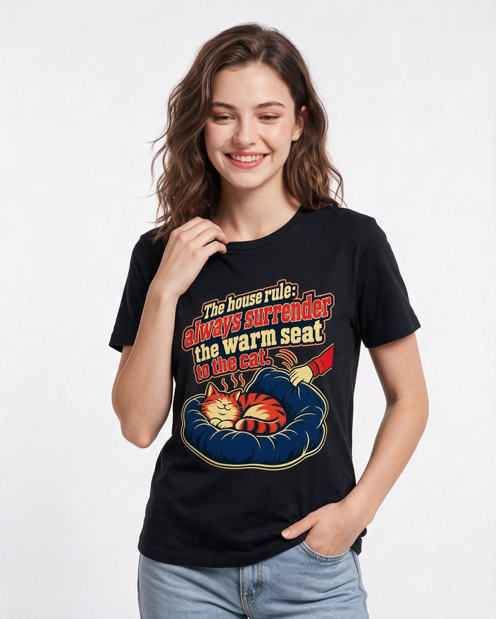 Cat Lover Black T-Shirt for Women – Everyday Expression Graphic Tee product image 1