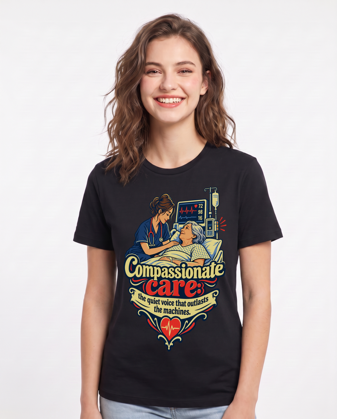 Nurse Black T-Shirt for Women – Nursing Life Graphic Tee product image 3