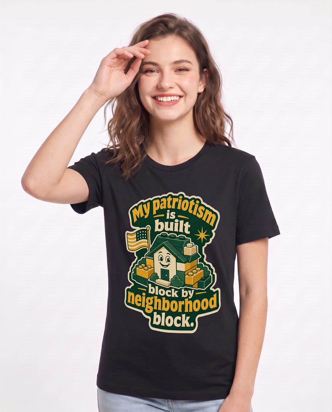 Graphic Women's Black T-Shirt - My patriotism is built block by product image 3