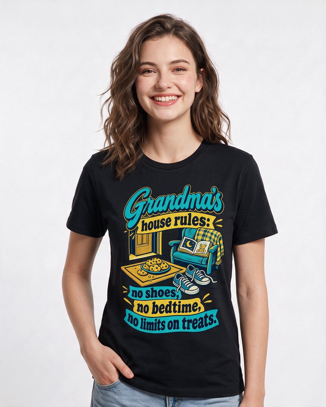 Grandparent Black T-Shirt for Women – Everyday Expression Graphic Tee product image 1