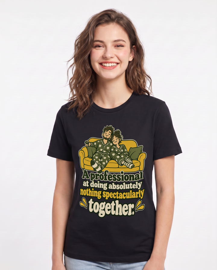 Couples Black T-Shirt for Women – Everyday Expression Graphic Tee product image 3