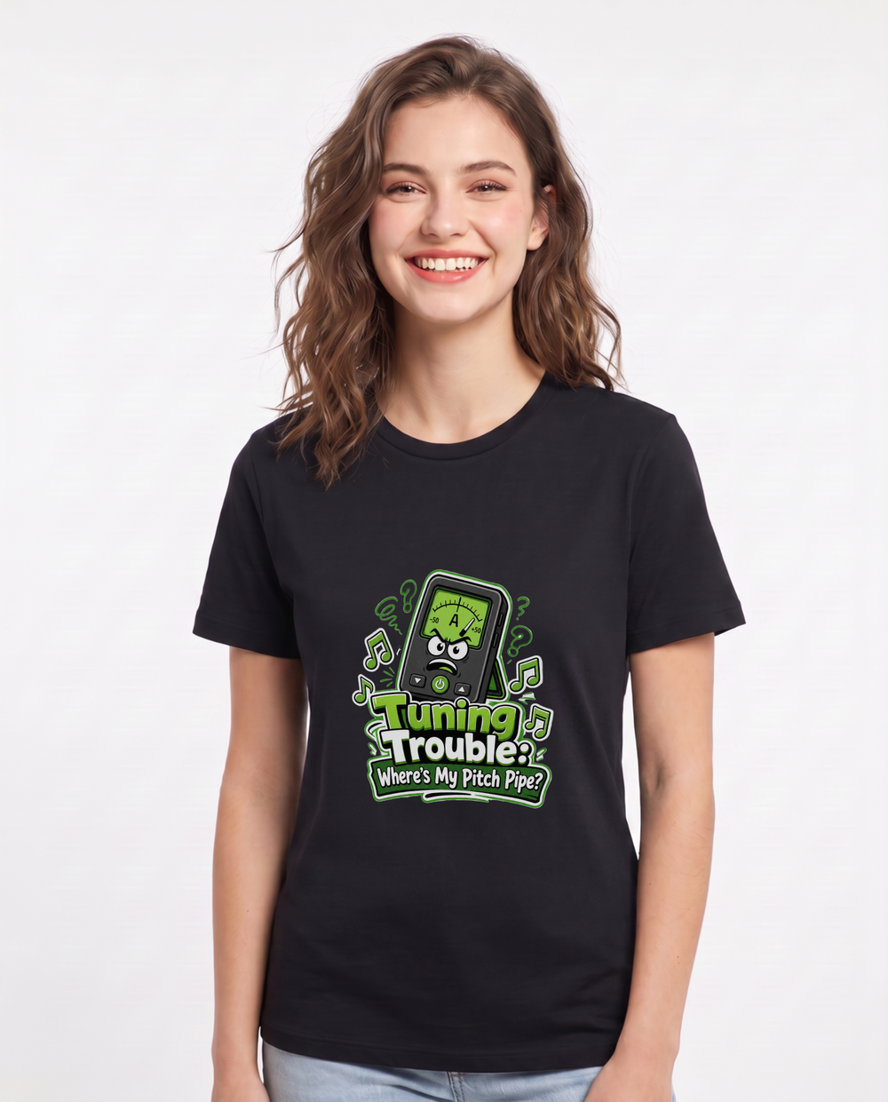Tuning Trouble: Where's My Pitch Pipe? Women's Black T-Shirt product image 2