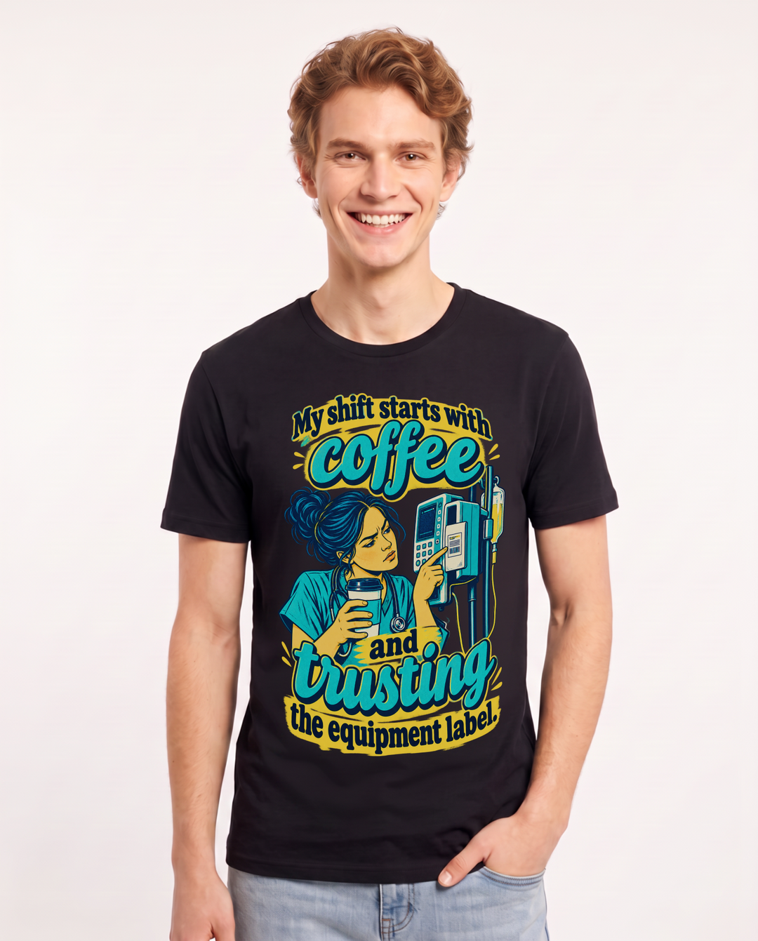 Nurse Black T-Shirt for Men – Nursing Life Graphic Tee product image 3