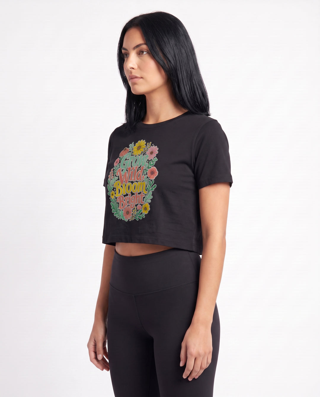 Grow Wild, Bloom Bright Crop Top mockup 2