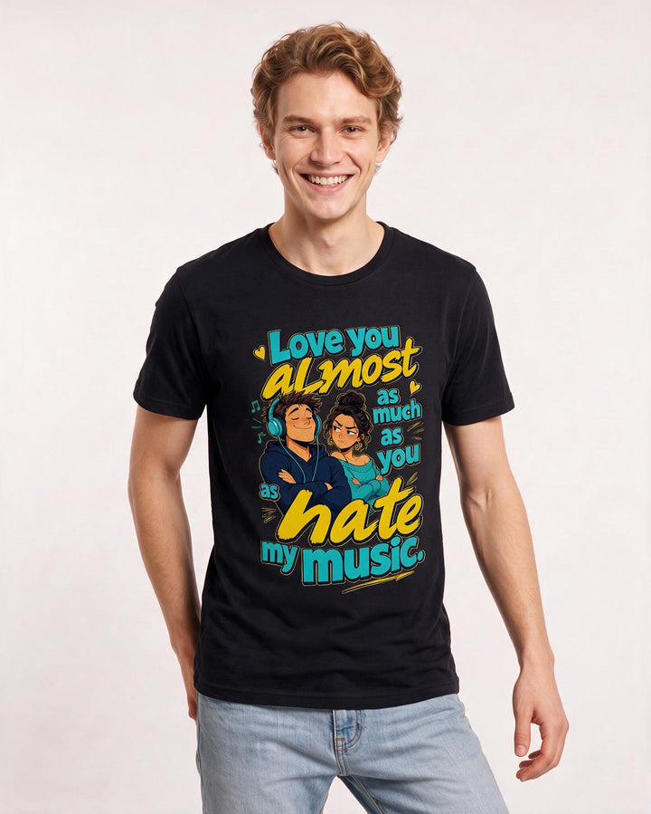 Couples Black T-Shirt for Men – Everyday Expression Graphic Tee product image 3