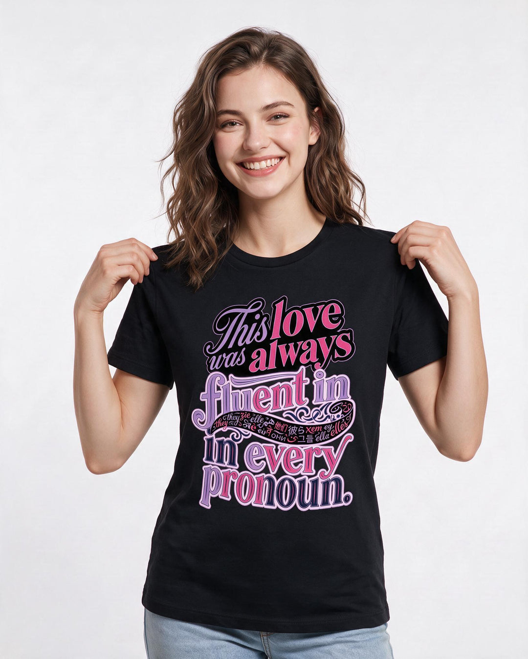 Pride Women's Black T-Shirt – This love was always fluent in every product image 3