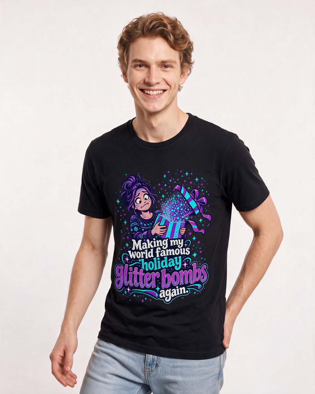 Christmas Black T-Shirt for Men – Holiday Theme Graphic Tee product image 1