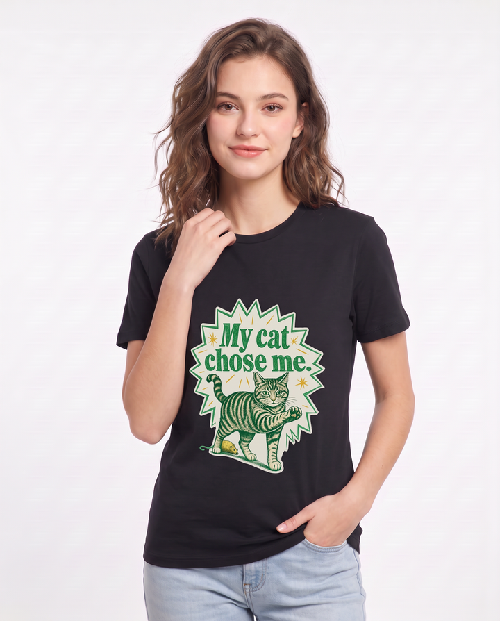 My cat chose me. - Women's Black T-Shirt product image 1