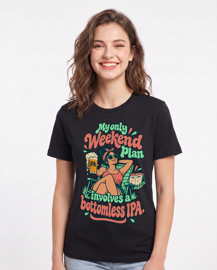 Beer Black T-Shirt for Women – Everyday Expression Graphic Tee product image 3
