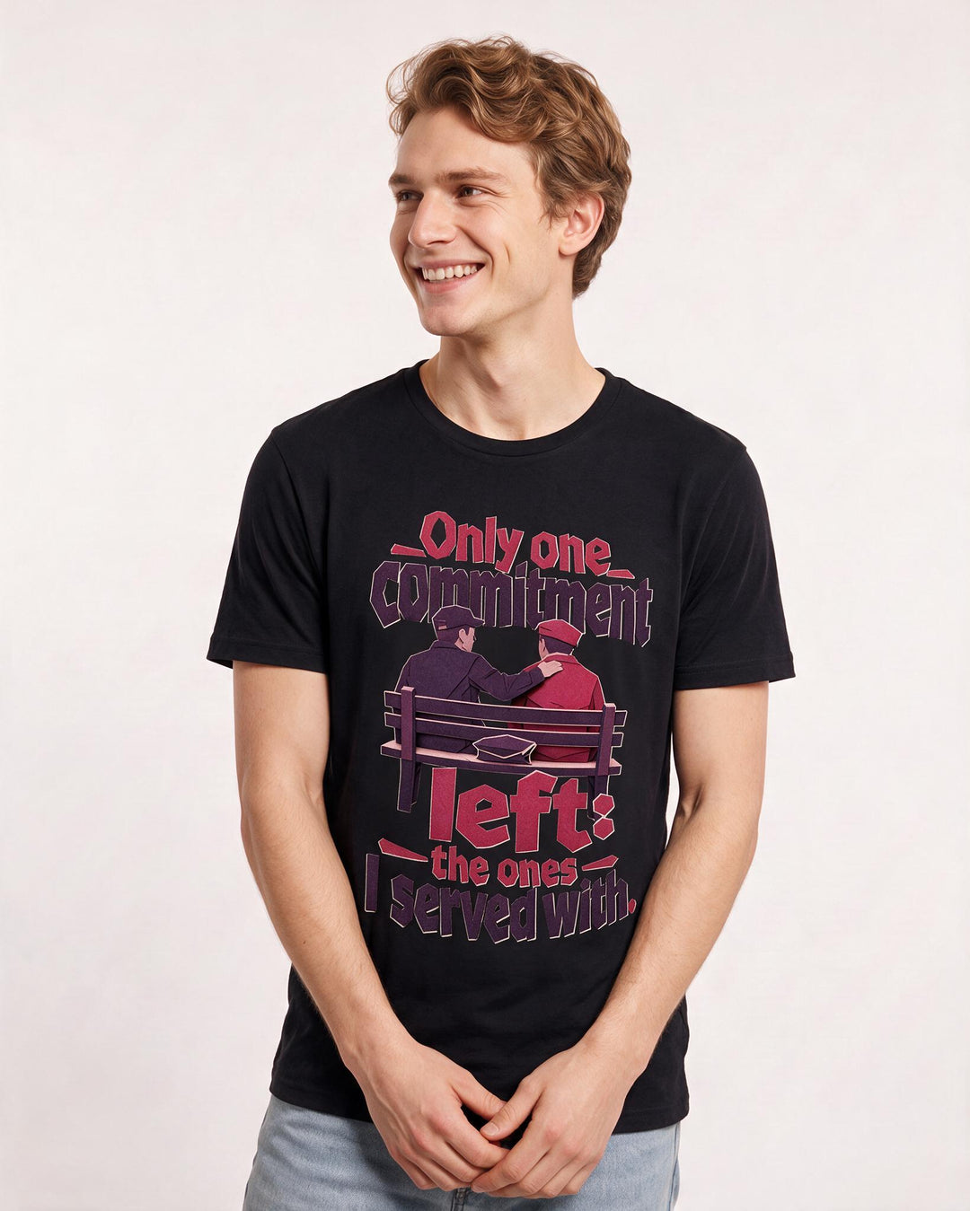 Veteran Men's Black T-Shirt – Only one commitment left: the ones I product image 3