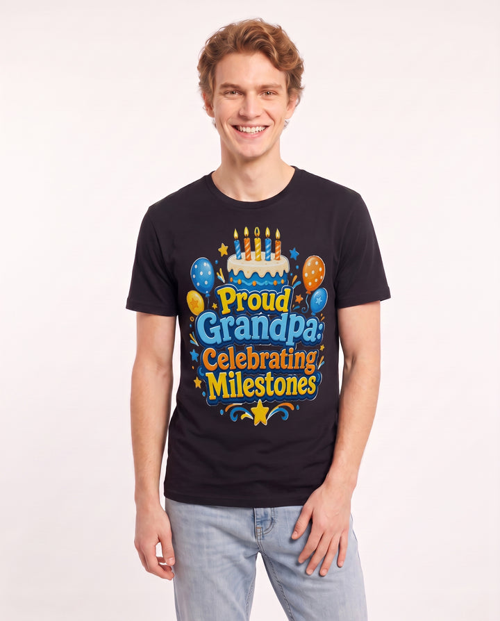 Proud Grandpa: Celebrating Milestones Men's Black T-Shirt product image 1