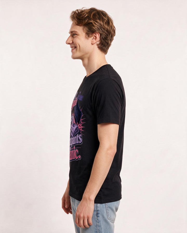 Graduation Men's Black T-Shirt – My regalia was mostly sweatpants and panic. product image 2