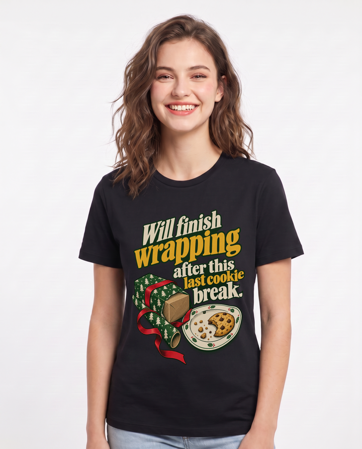 Christmas Black T-Shirt for Women – Holiday Theme Graphic Tee product image 3
