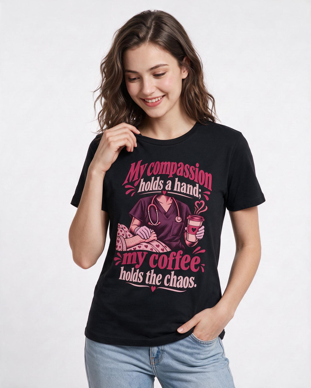 Nurse Black T-Shirt for Women – Nursing Life Graphic Tee product image 1
